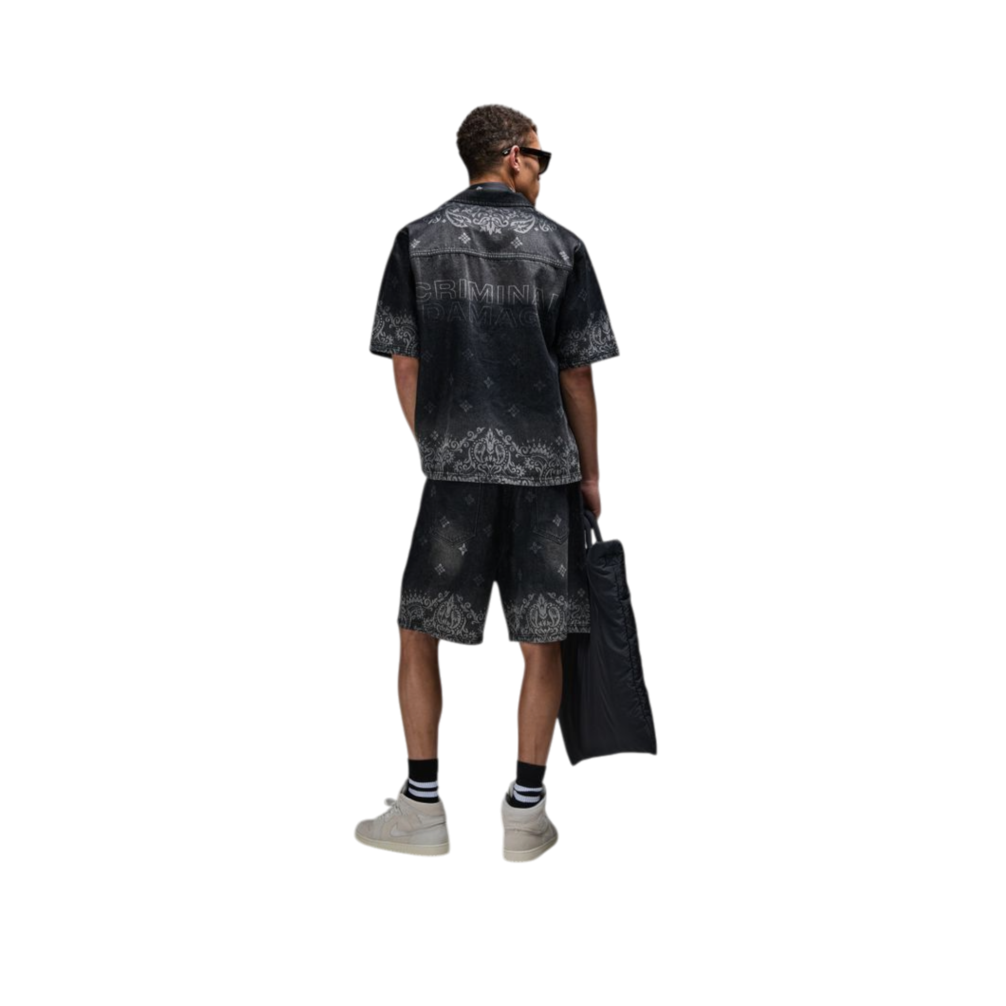 Criminal Damage Laser Print Denim Shorts