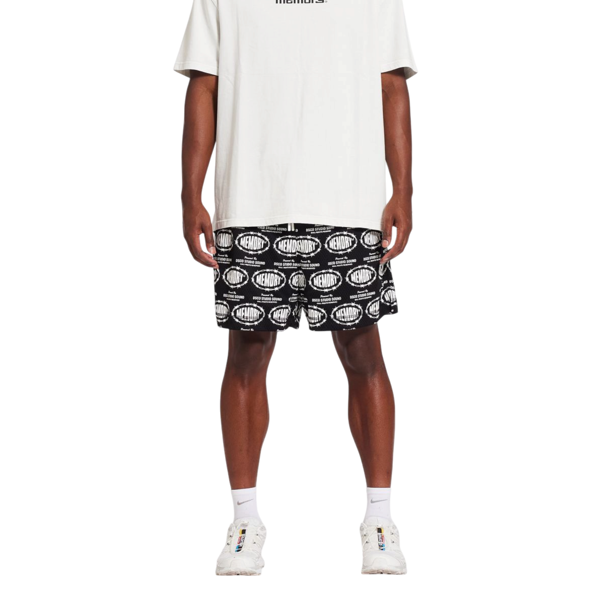 Memory Lane Barbwire Print Mesh Shorts