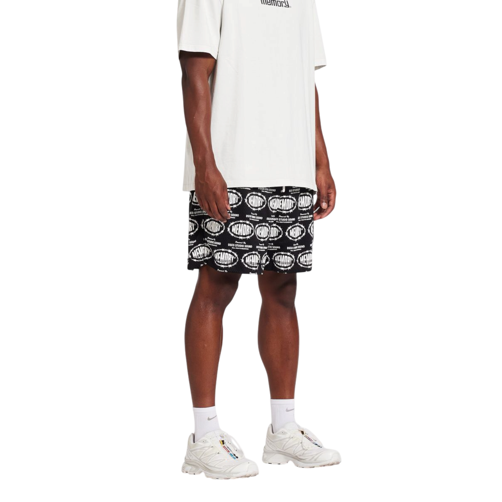 Memory Lane Barbwire Print Mesh Shorts