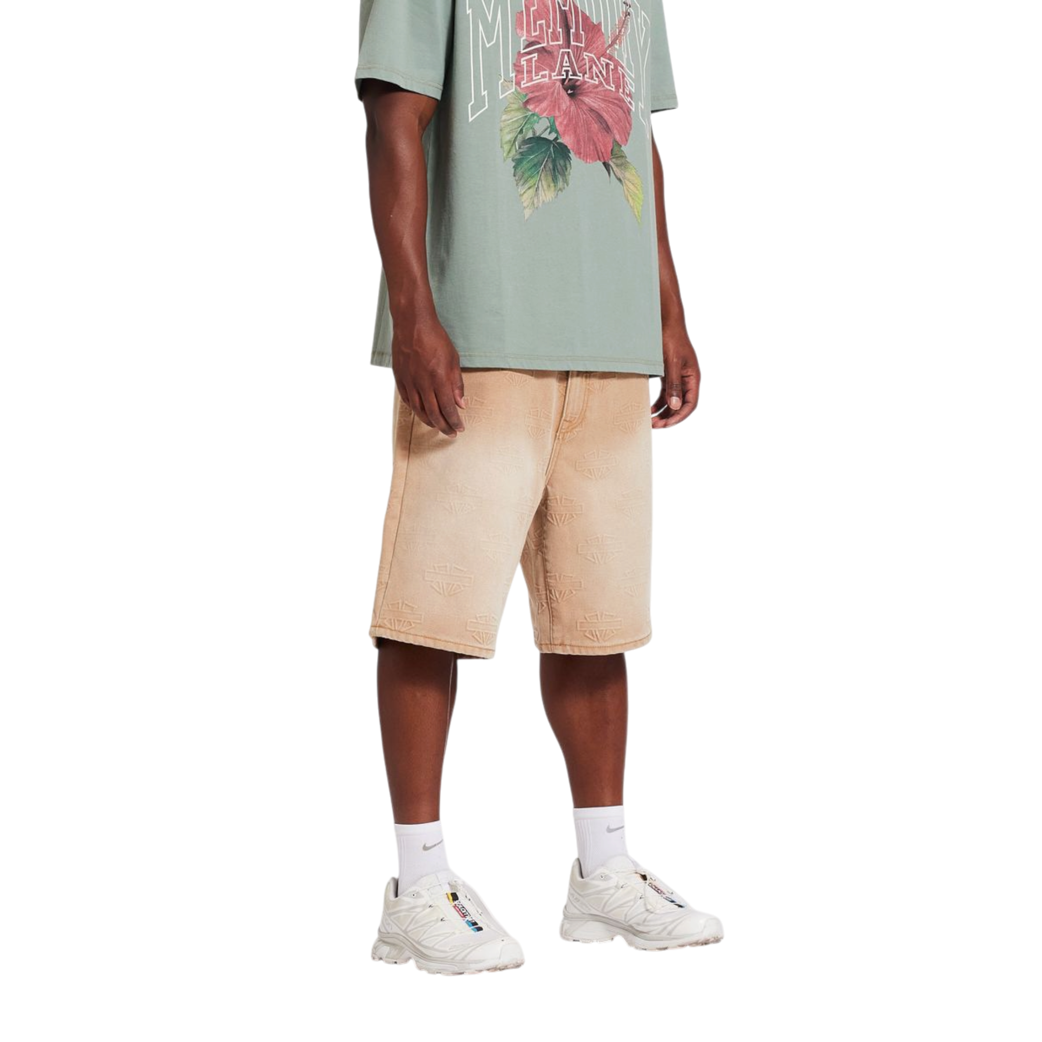 Memory Lane M Shield Debossed Pattern Shorts