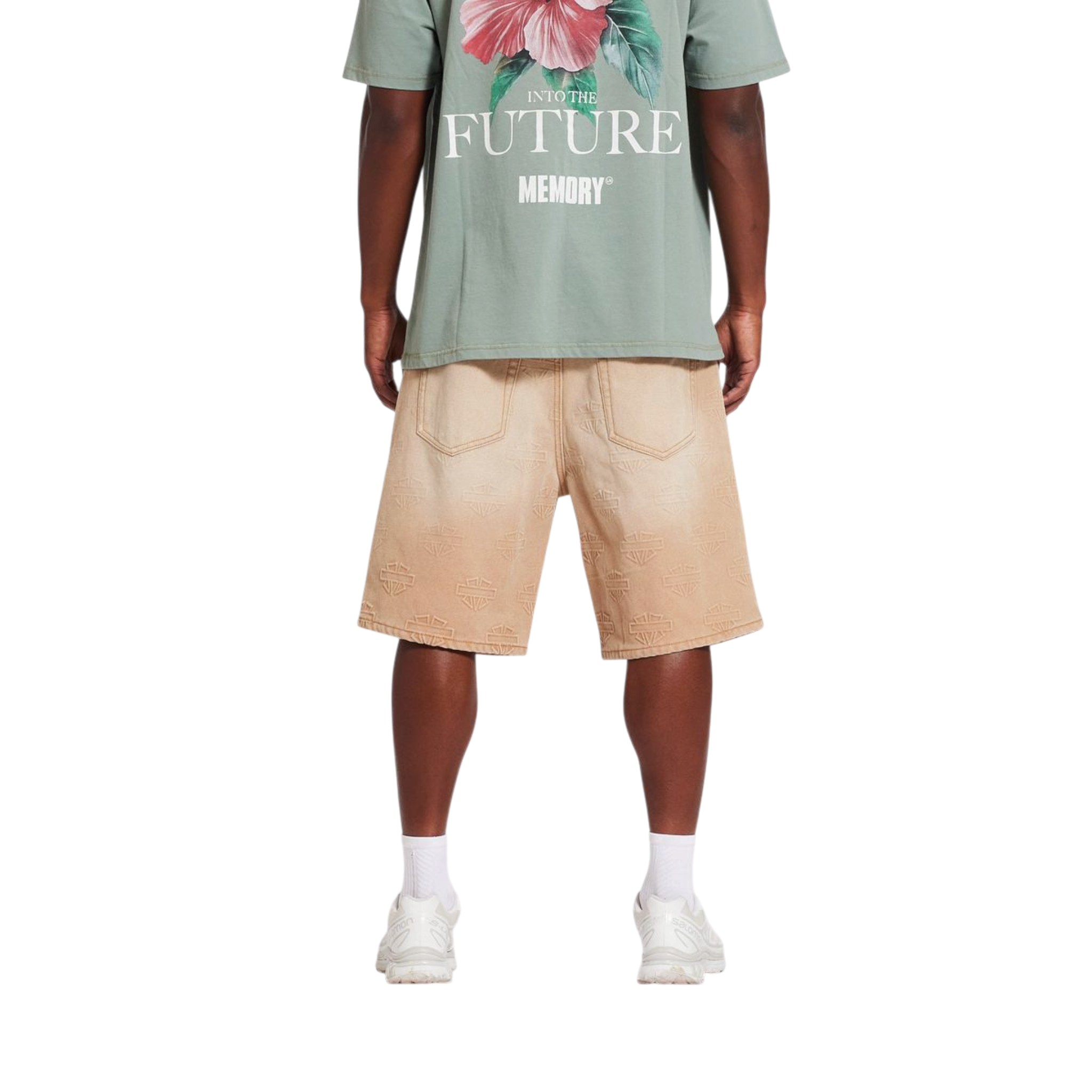 Memory Lane M Shield Debossed Pattern Shorts