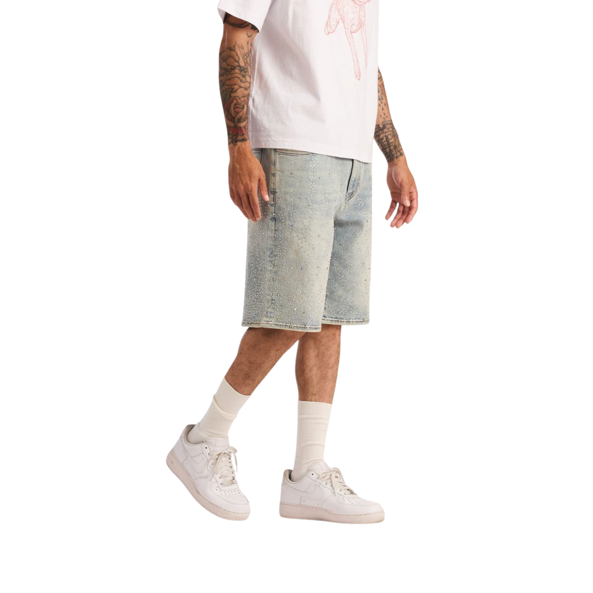 Embellish Bellaire Denim Shorts (Light Blue)