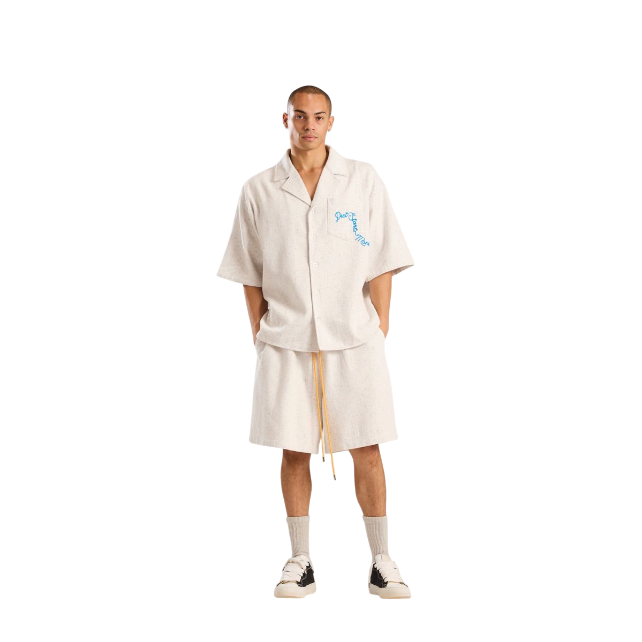 Diet Starts Monday Drop Off Button Up (Heather Grey/Blue)