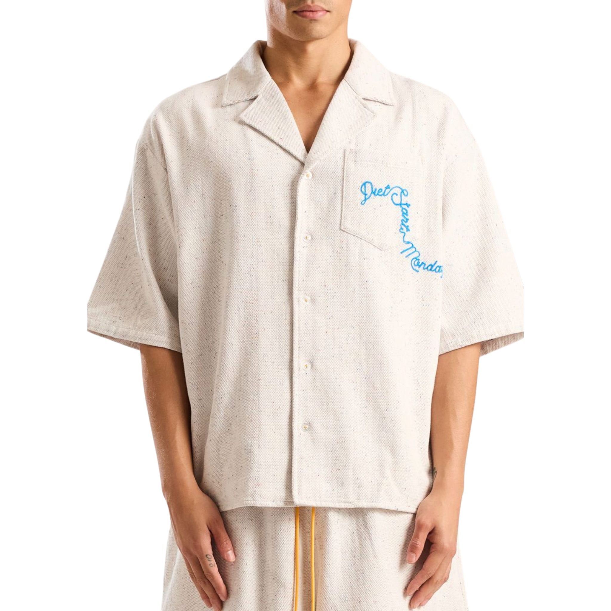 Diet Starts Monday Drop Off Button Up (Heather Grey/Blue)