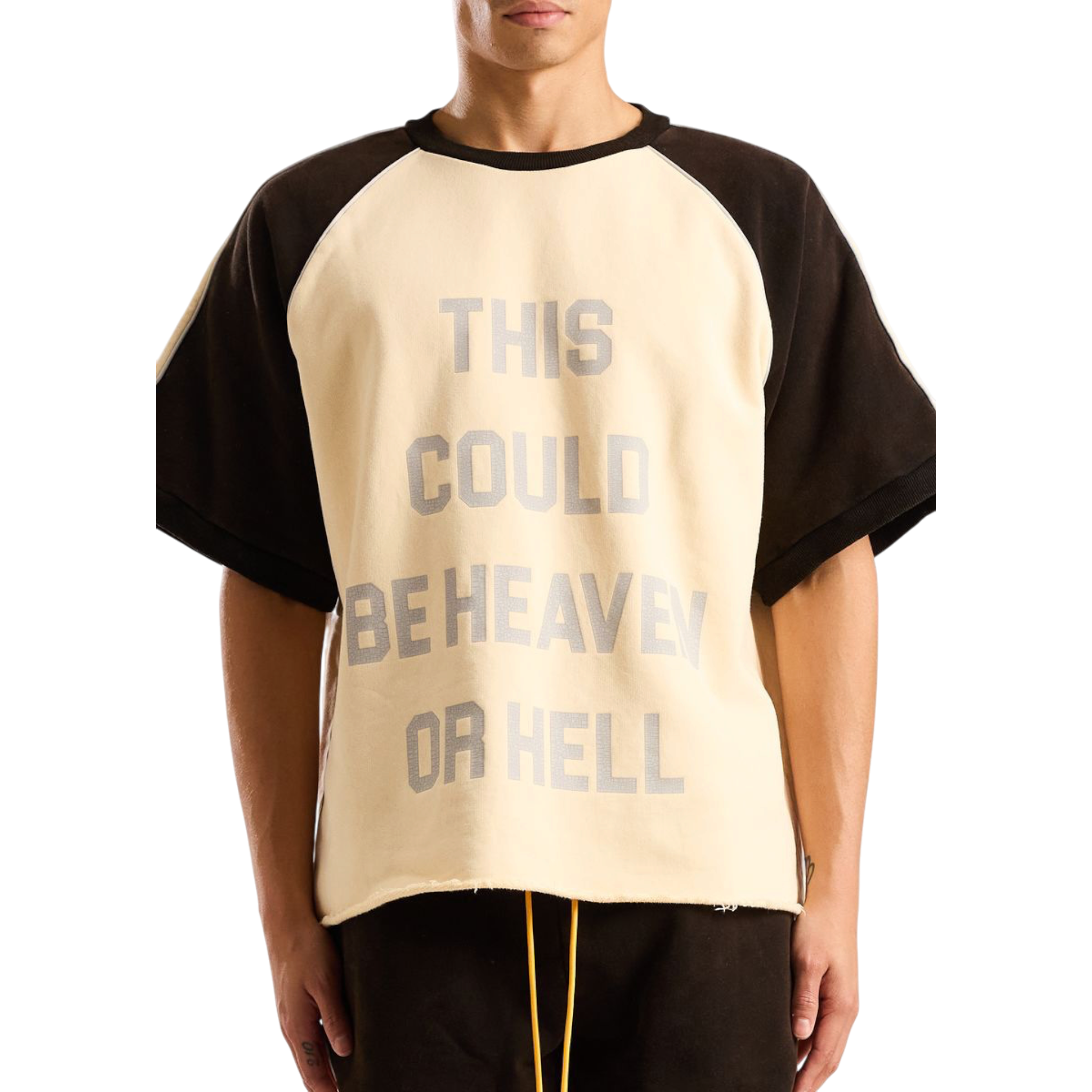 Diet Starts Monday Heaven Or Hell Raglan Tee (Cream/Vintage Black)