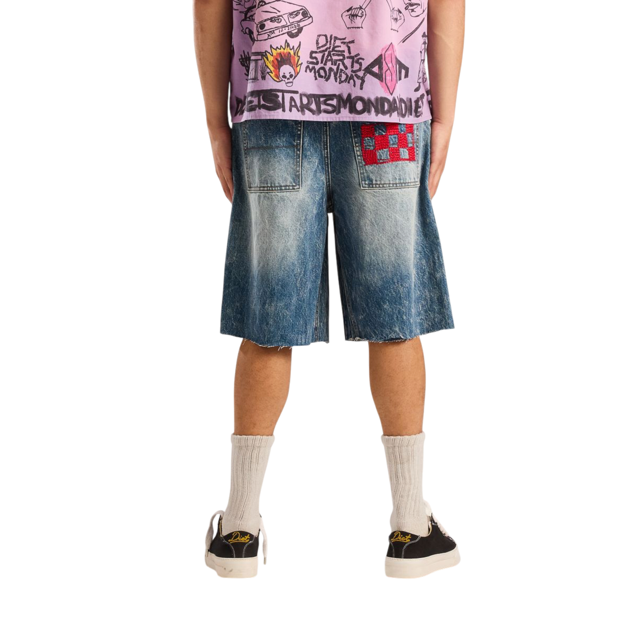 Diet Starts Monday Doodle Denim Shorts