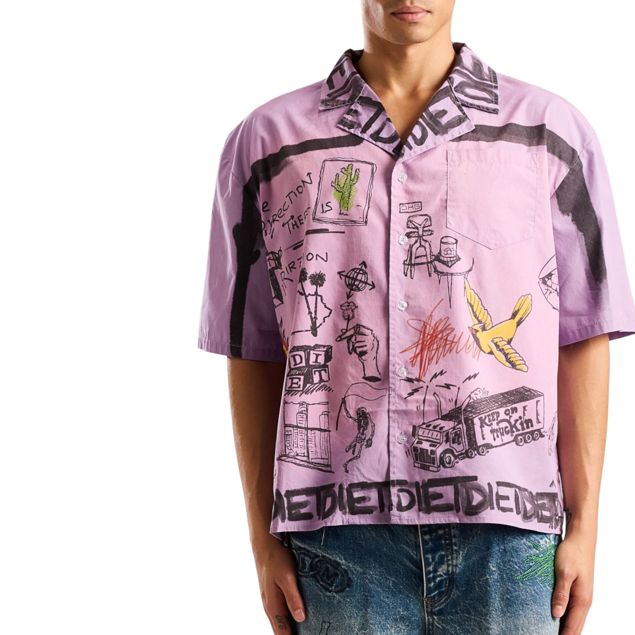 Diet Starts Monday Doodle Button Up Shirt