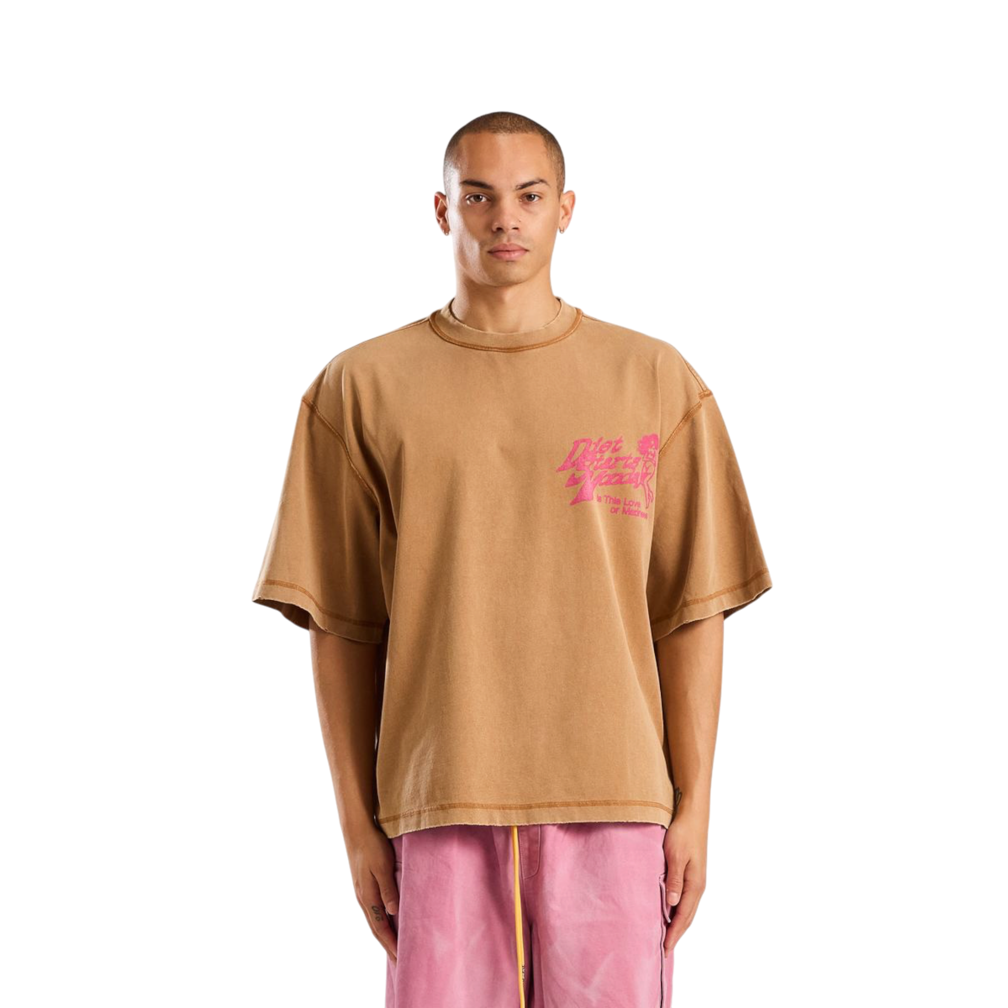 Diet Starts Monday Go Go Tee(Washed Tan/Pink)