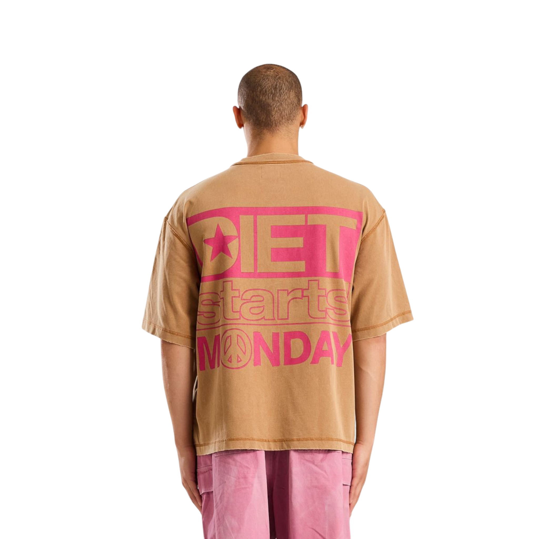 Diet Starts Monday Go Go Tee(Washed Tan/Pink)