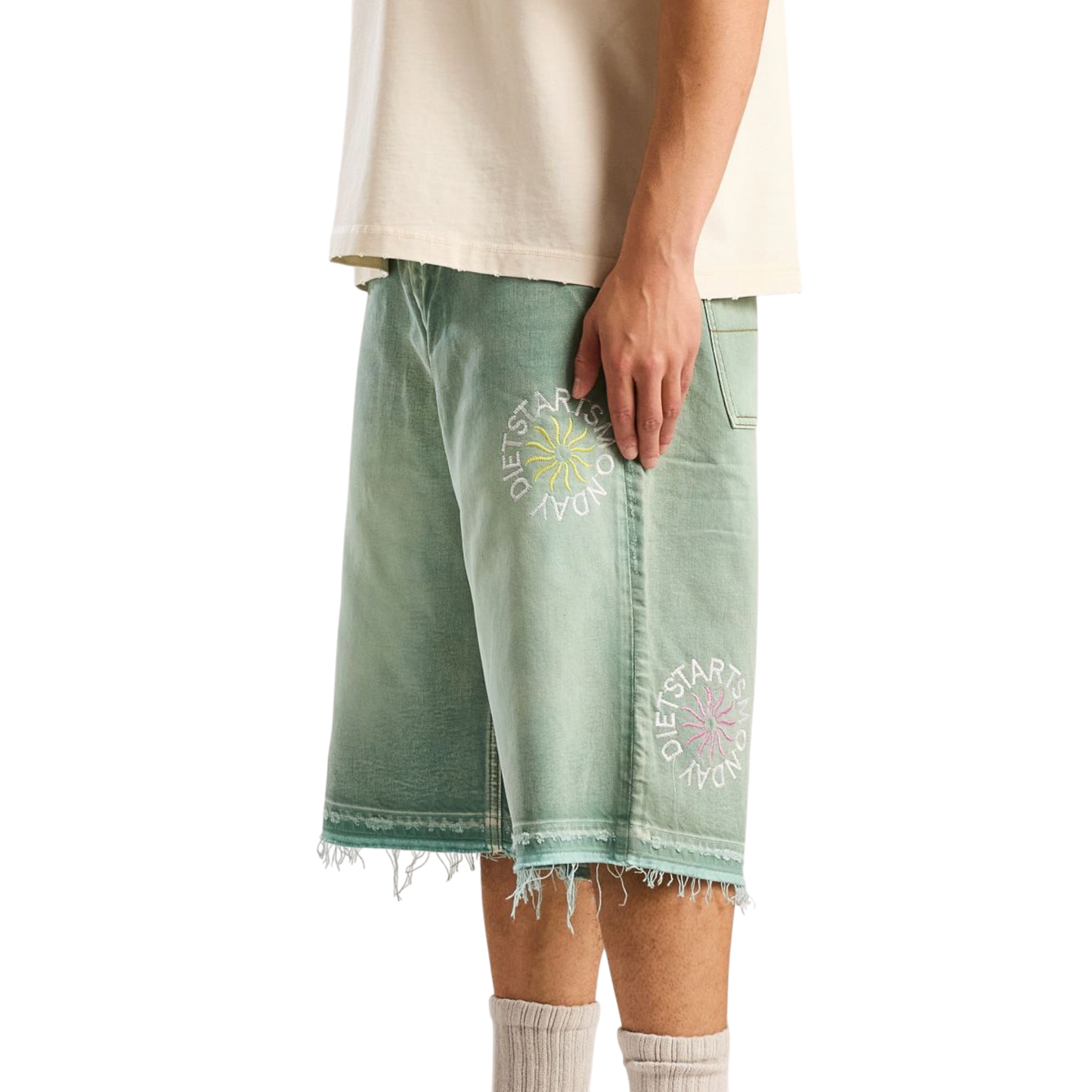 Diet Starts Monday Sol Denim Shorts Washed Green