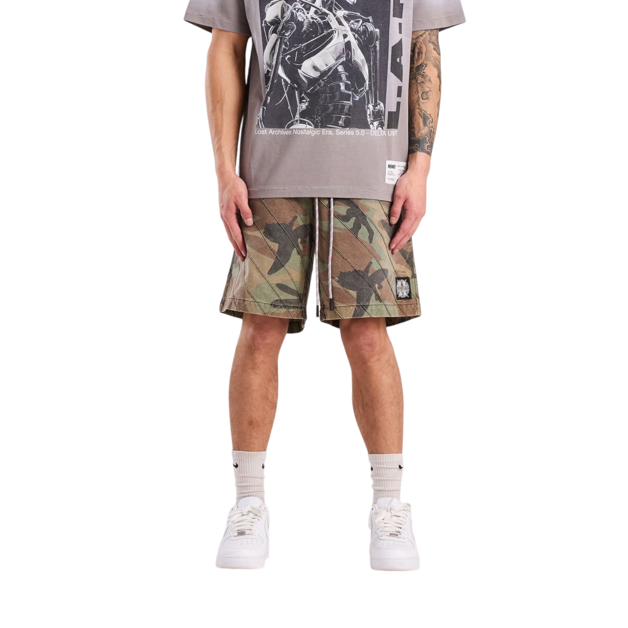 Memory Lane Printed Pattern Camo Shorts