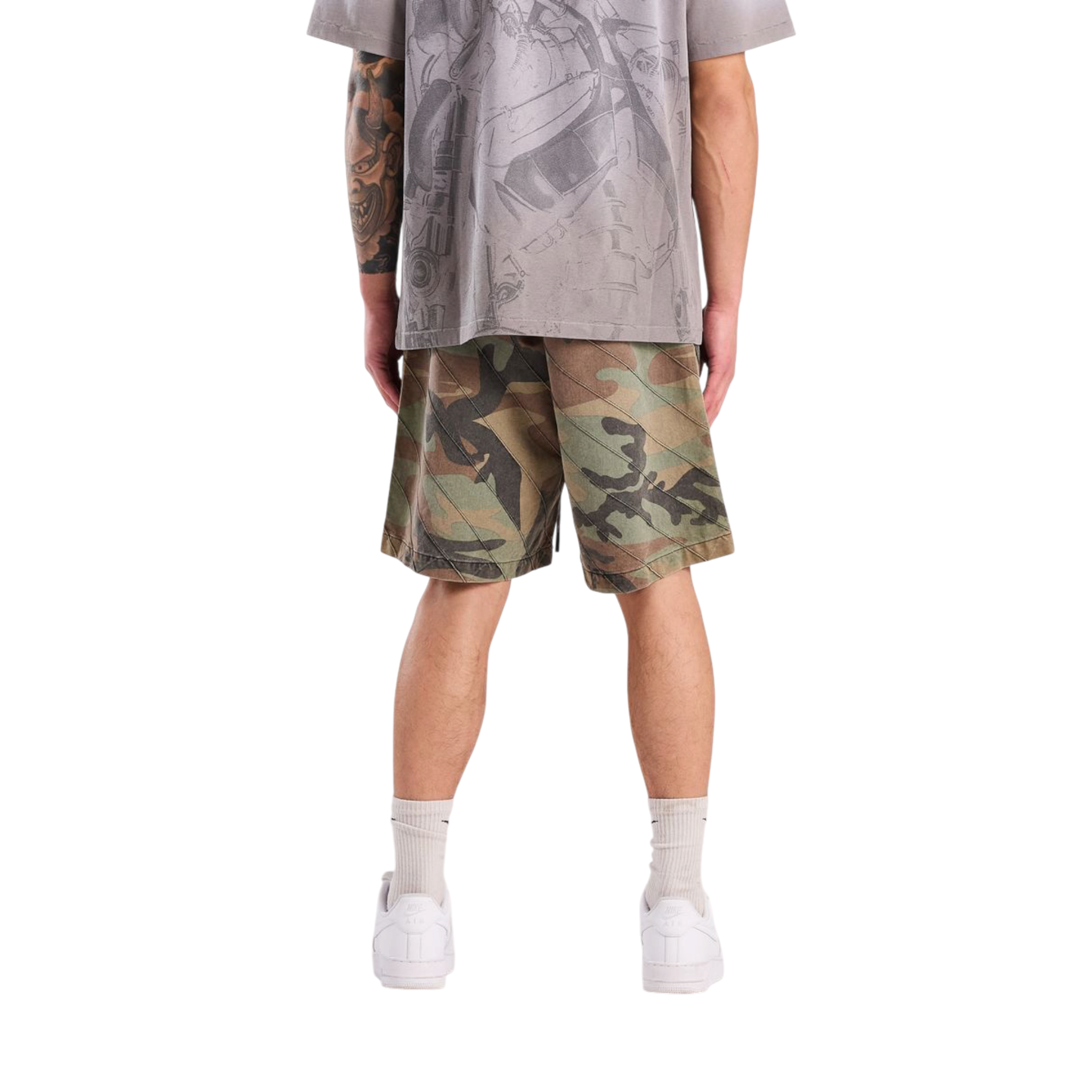 Memory Lane Printed Pattern Camo Shorts