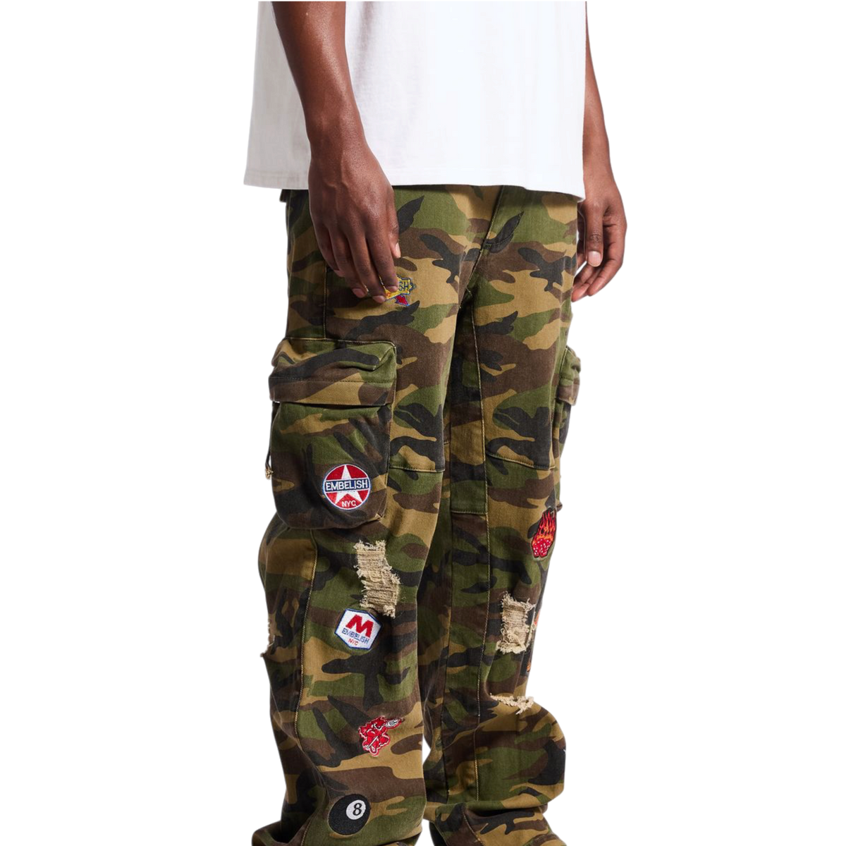 Embellish Patch Baggy Cargo Pants