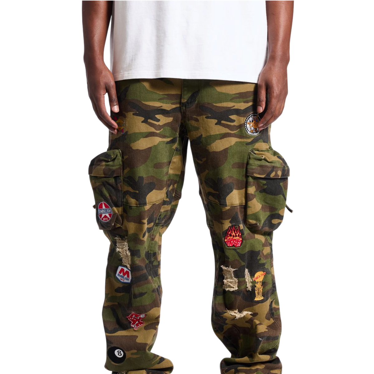 Embellish Patch Baggy Cargo Pants