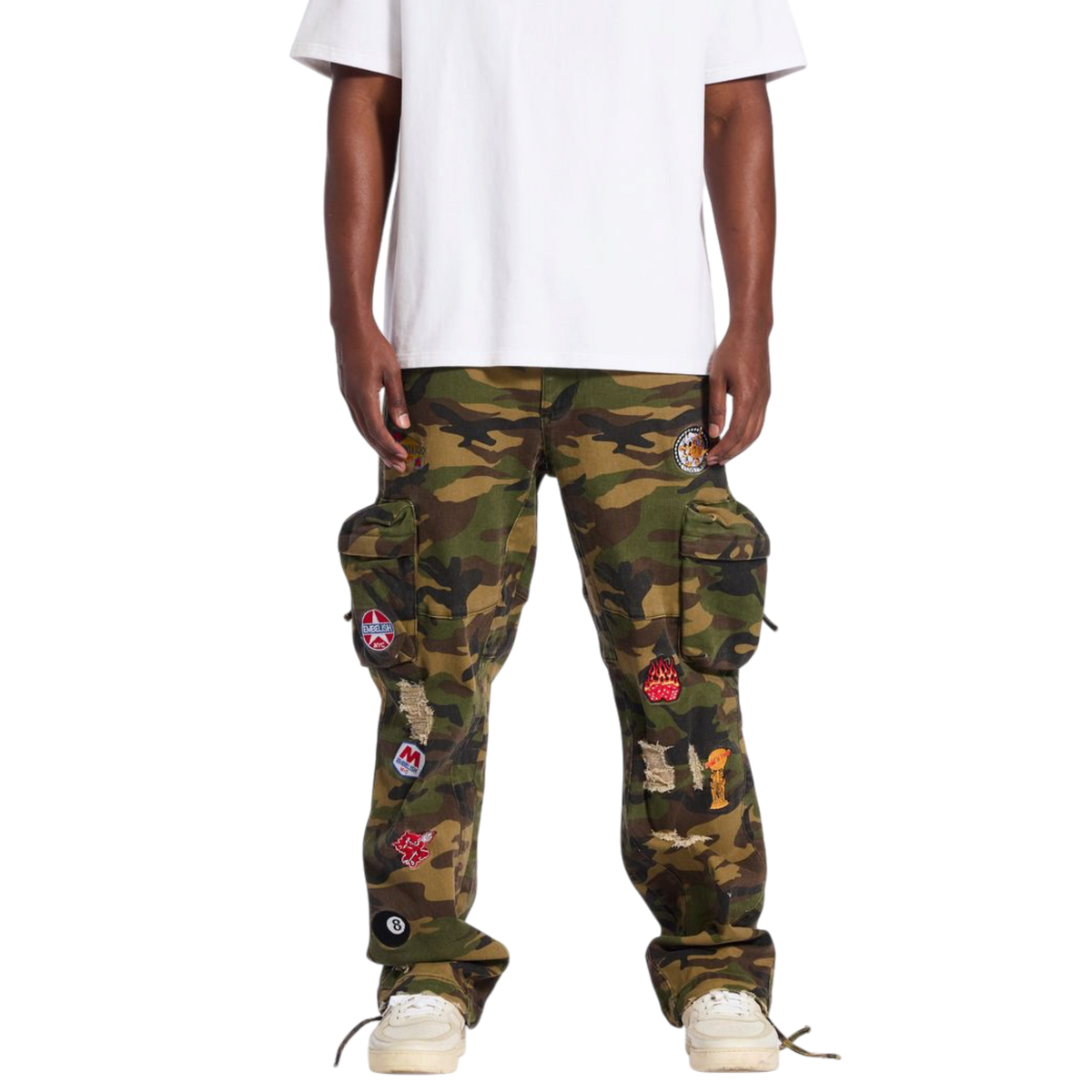 Embellish Patch Baggy Cargo Pants