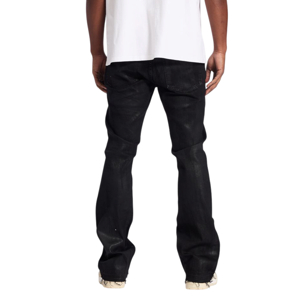 Embellish Raider Black Wax Flare Jeans