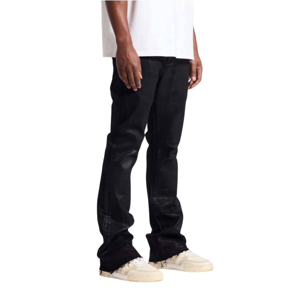Embellish Raider Black Wax Flare Jeans