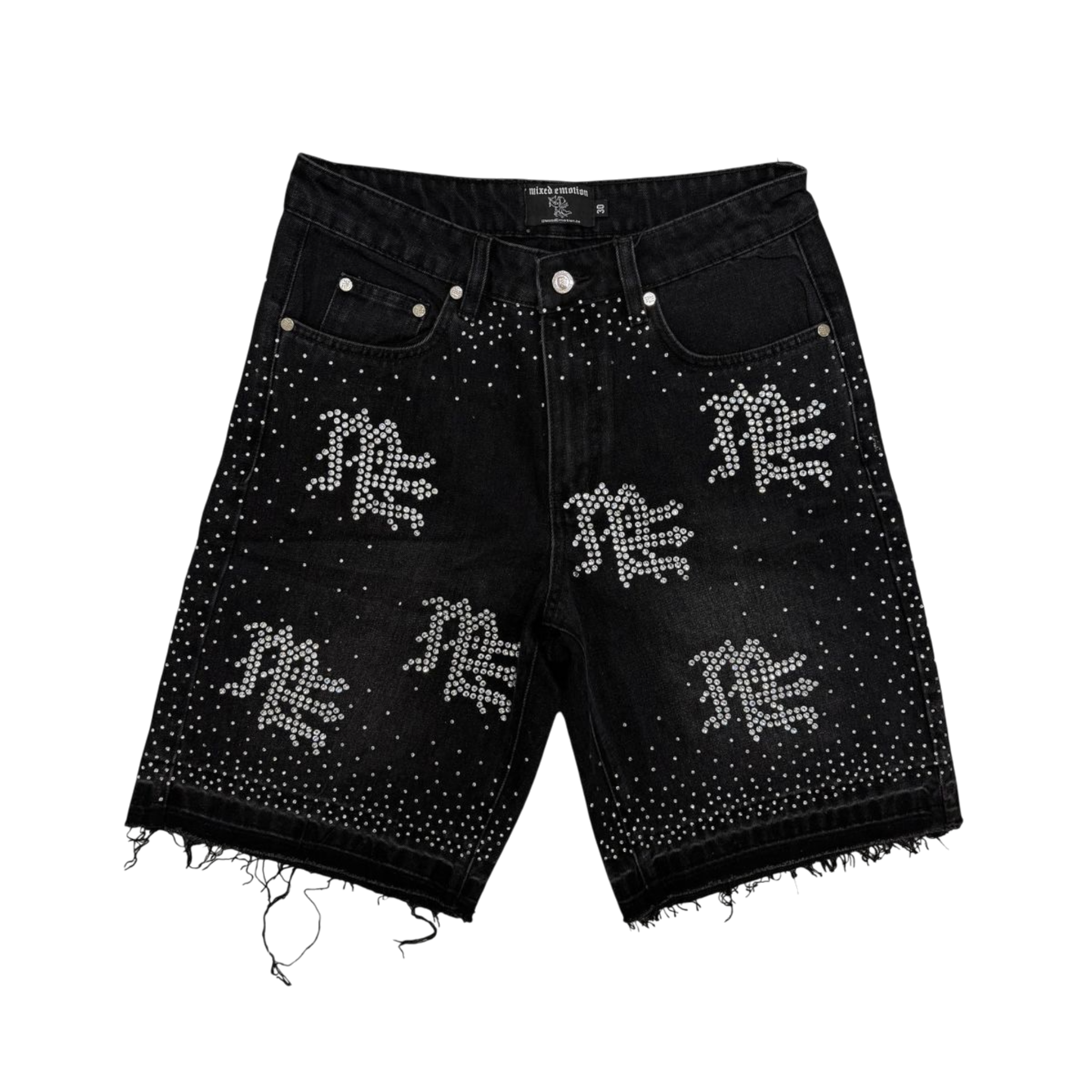 Mixed Emotions Rhinestone Shorts (Black)