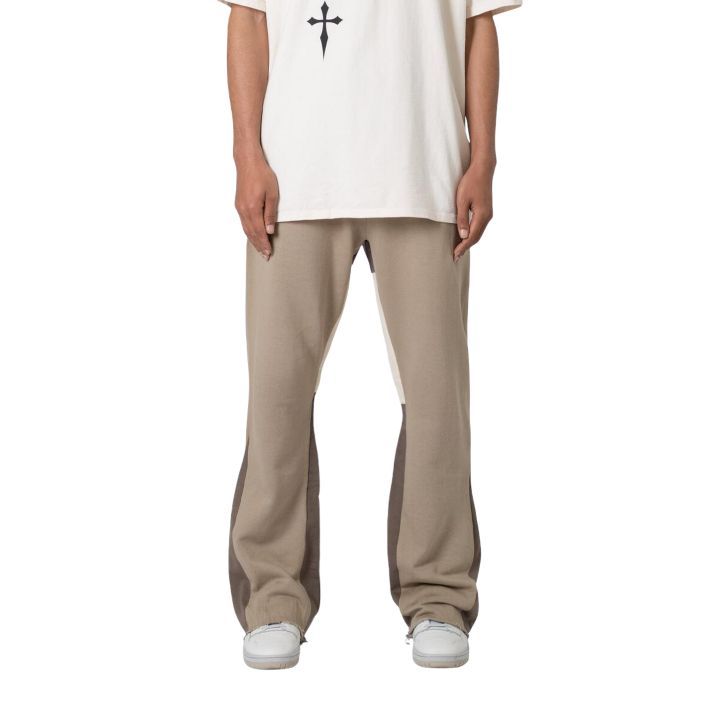 Contrast Bootcut Sweatpants - Earth
