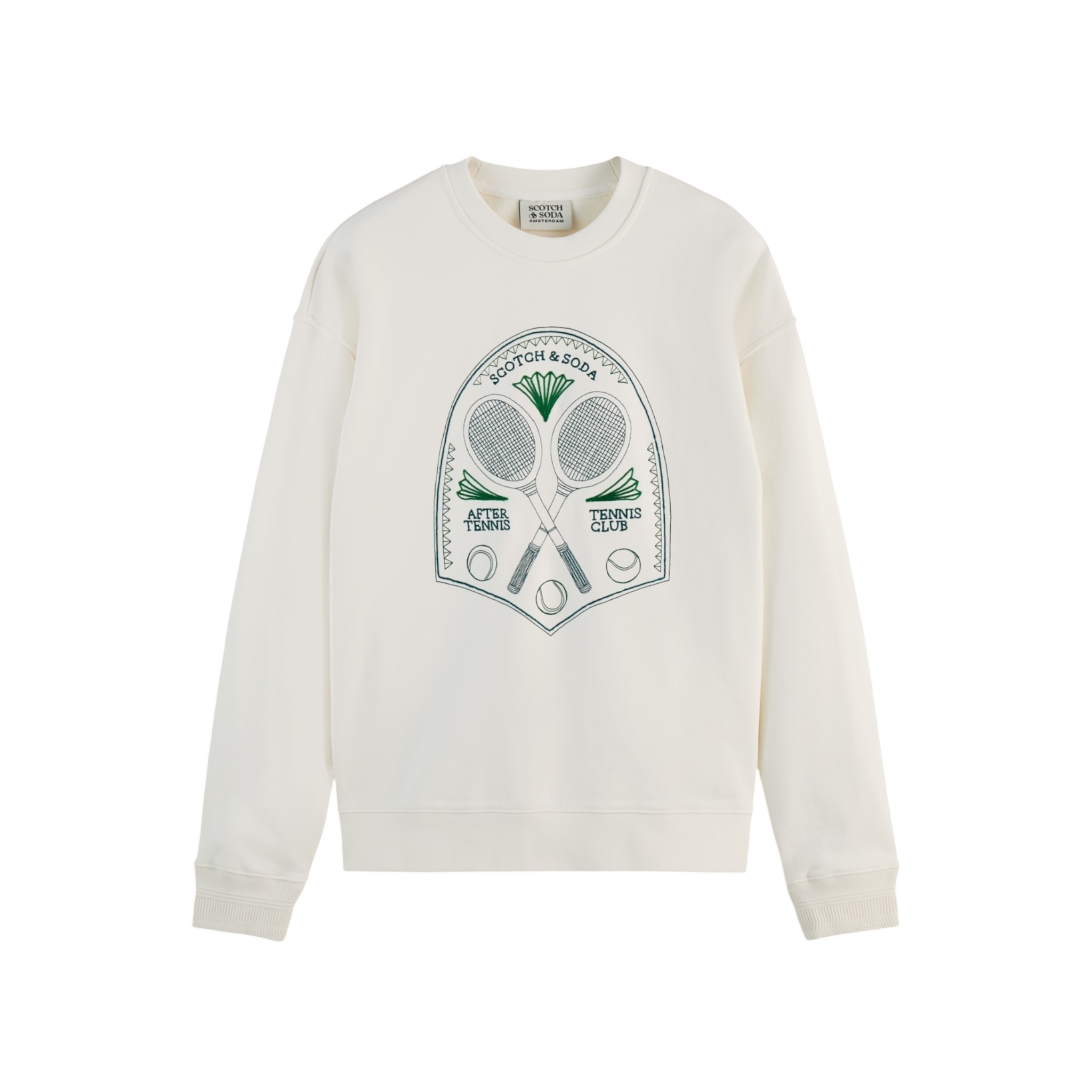 Scotch And Soda Embroidered Tennis Artwork Relaxed Fit Sweatshirt