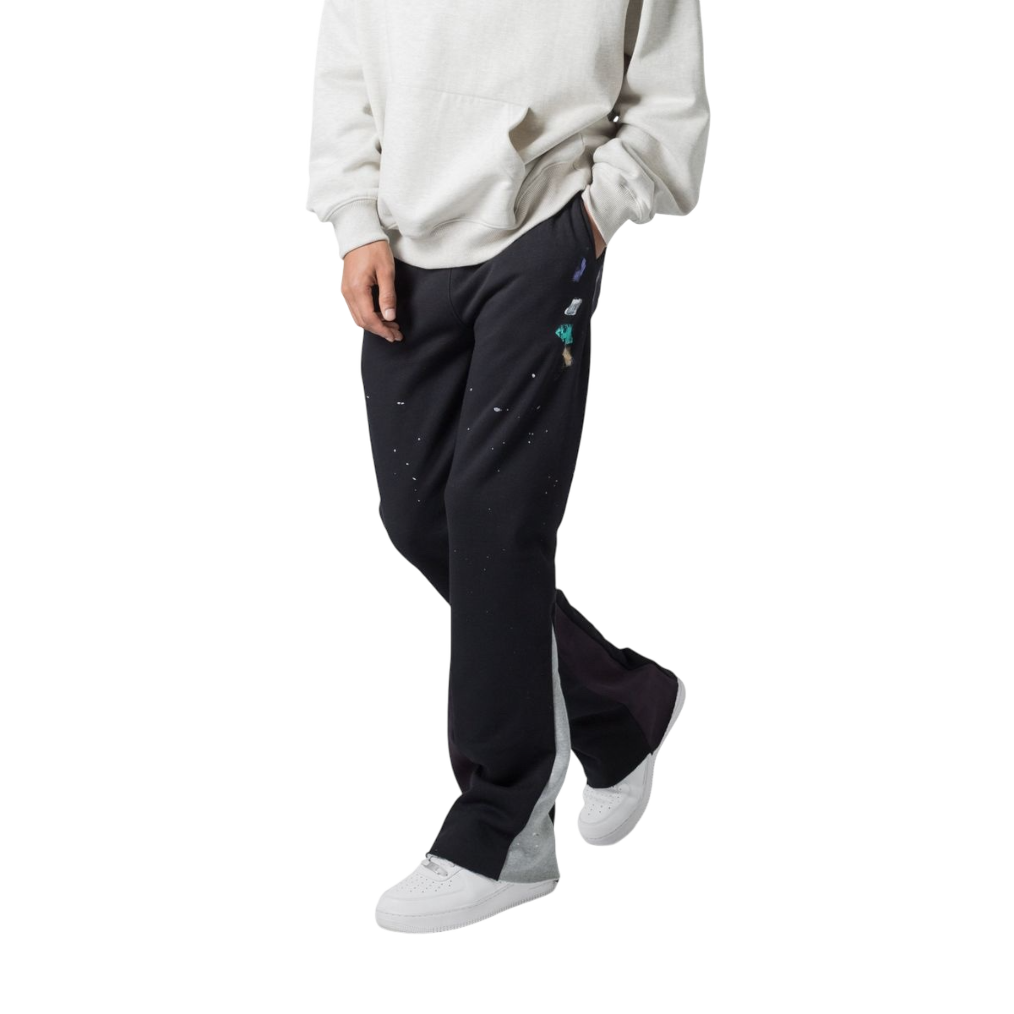 Contrast Bootcut Sweatpants - Black