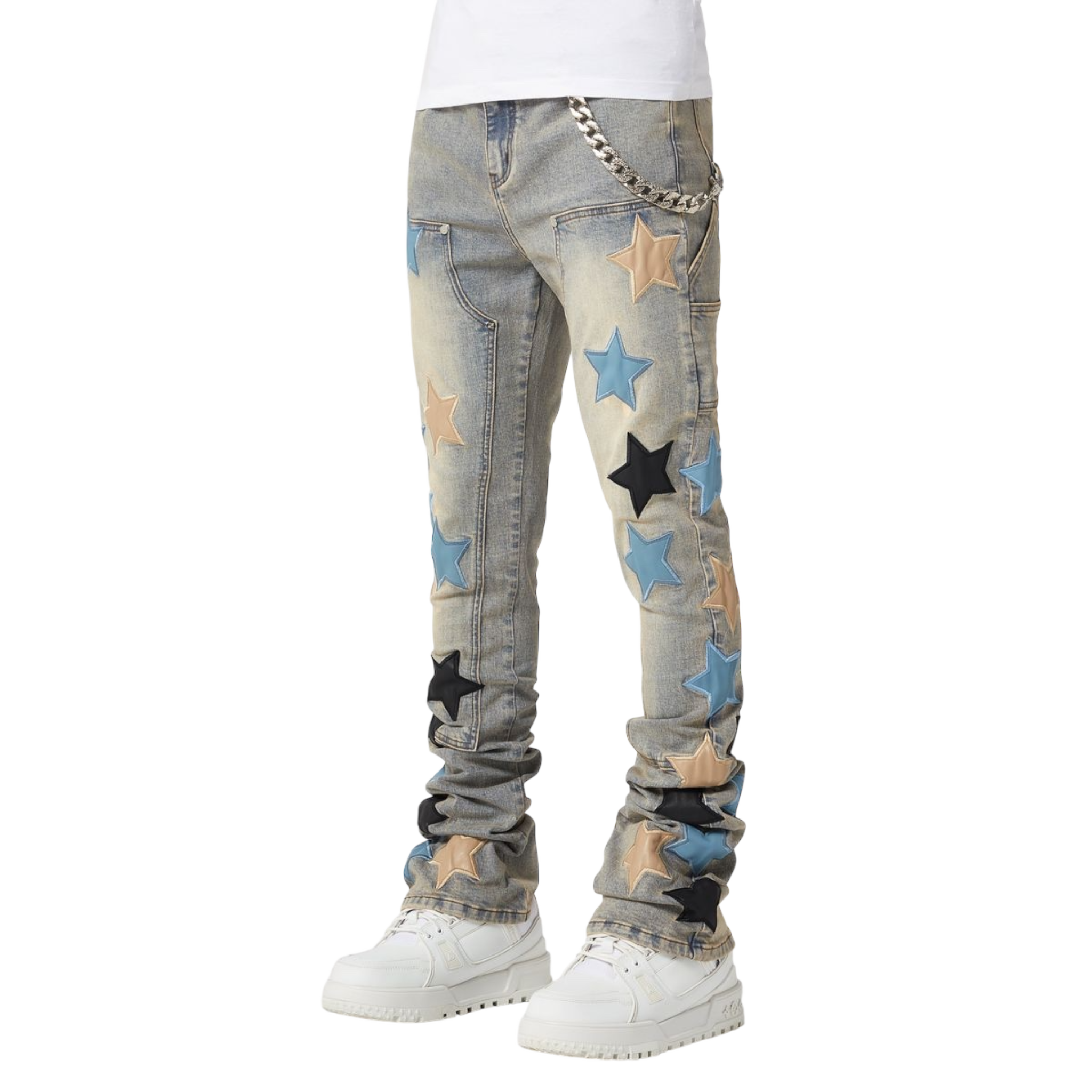 Powder Blue Vintage Stars Denim