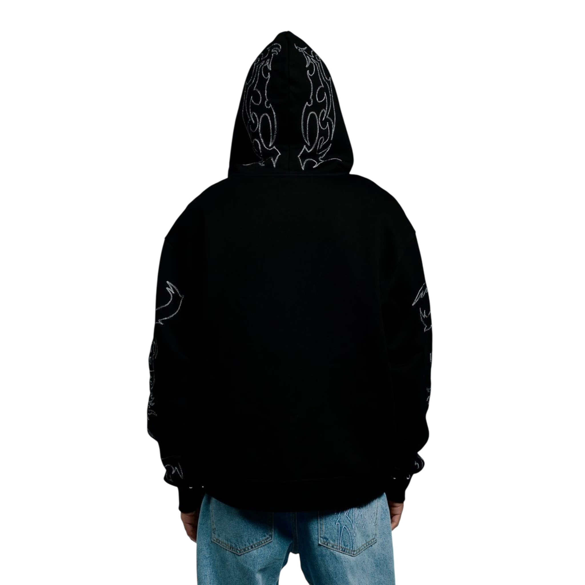 Revenge Tribal Skull Studded Zip Hoodie