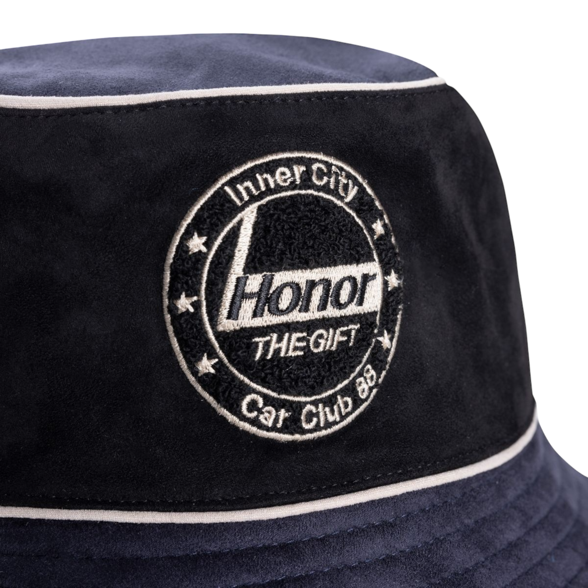 Faux Suede Bomber Bucket Hat - Navy