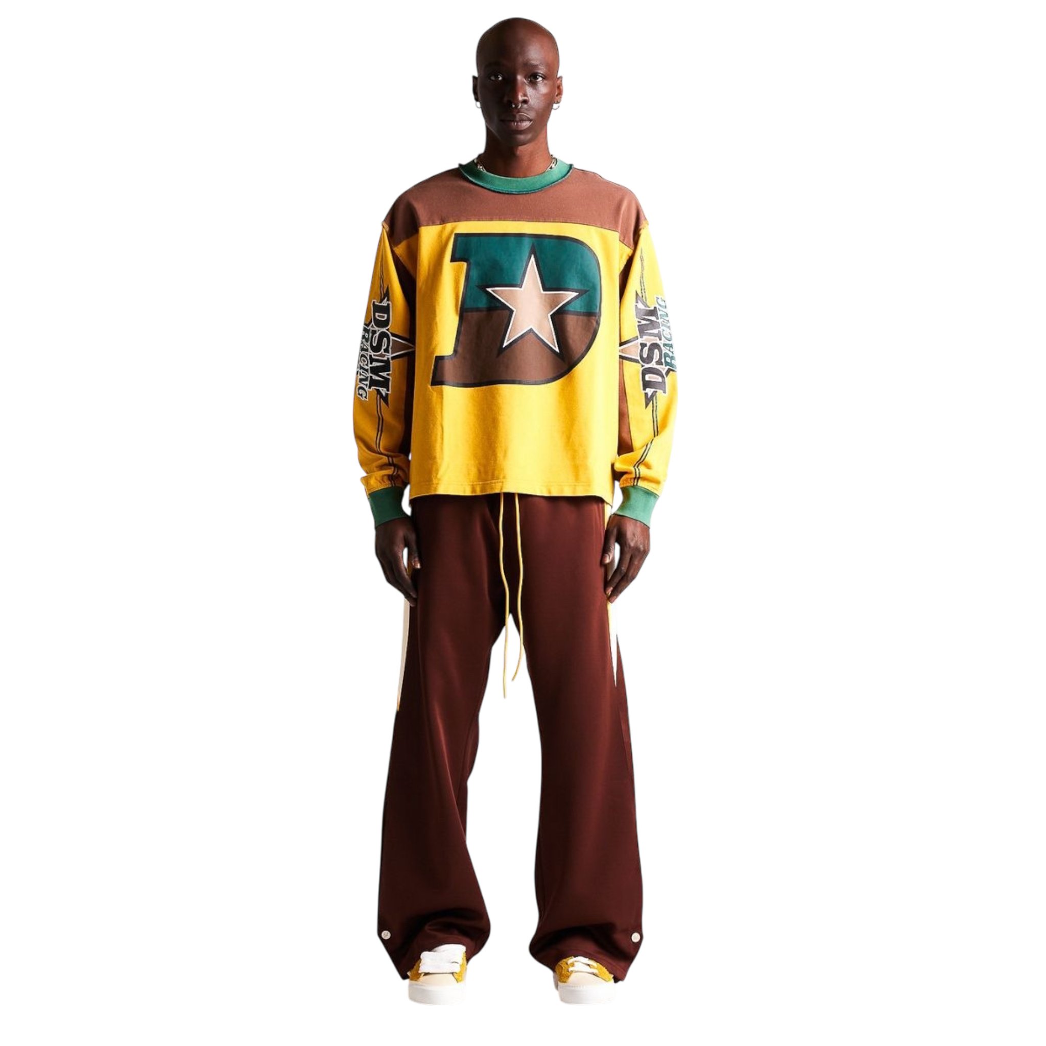 Diet Starts Monday Striped Snap Pant - Brown/Yellow
