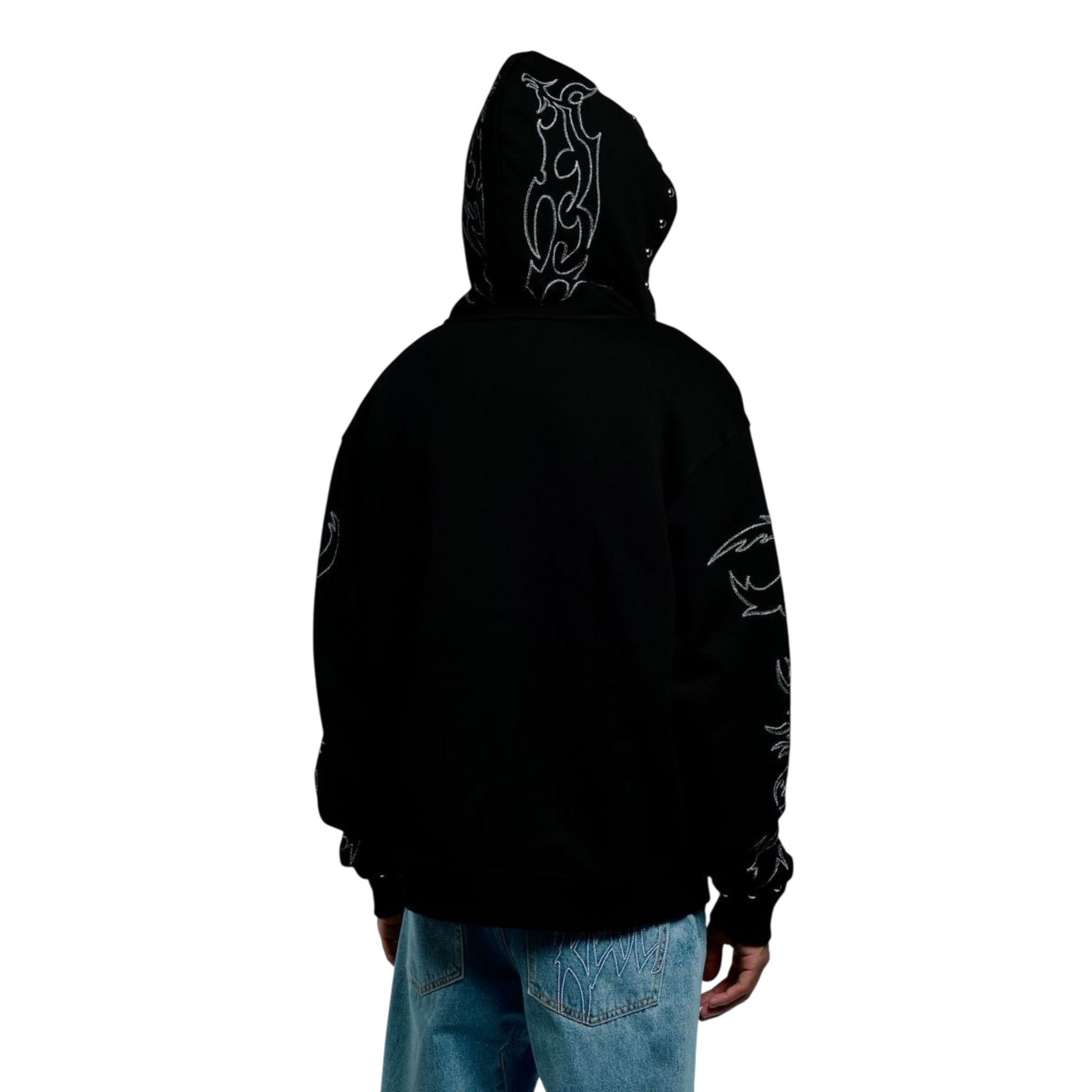 Revenge Tribal Skull Studded Zip Hoodie