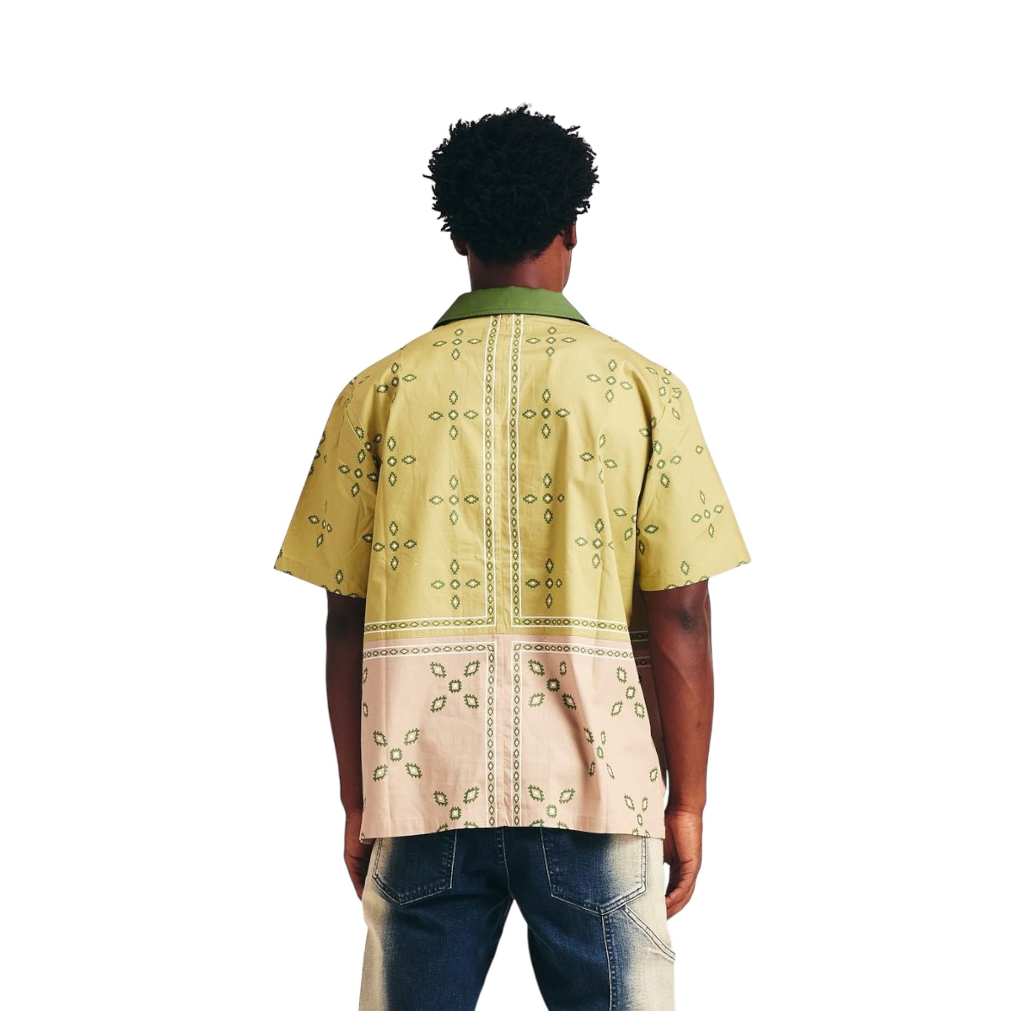 Memory Lane Patch Work Short Sleeve Shirt - Khaki