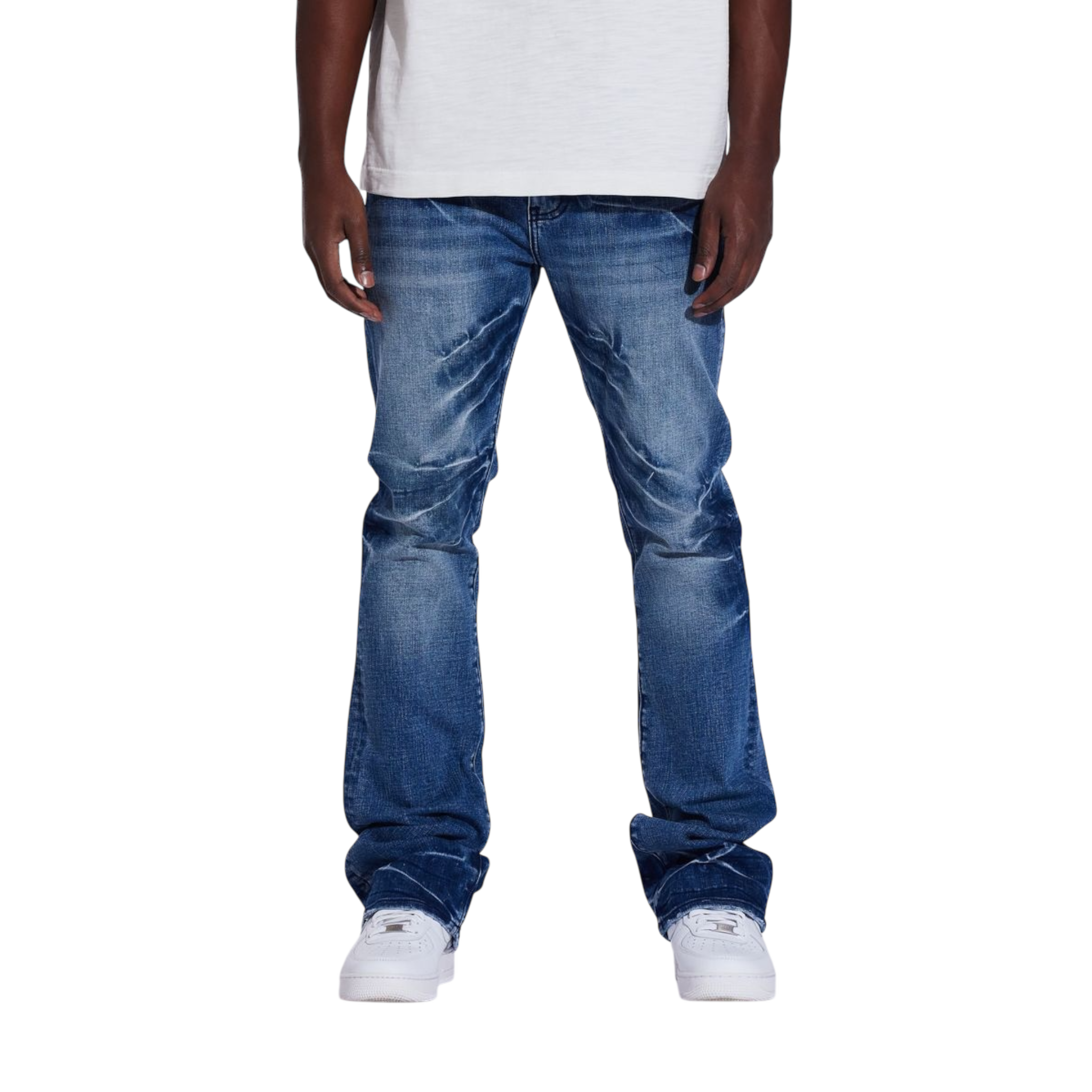 Crysp Denim Arch Flare  (Medium Blue)