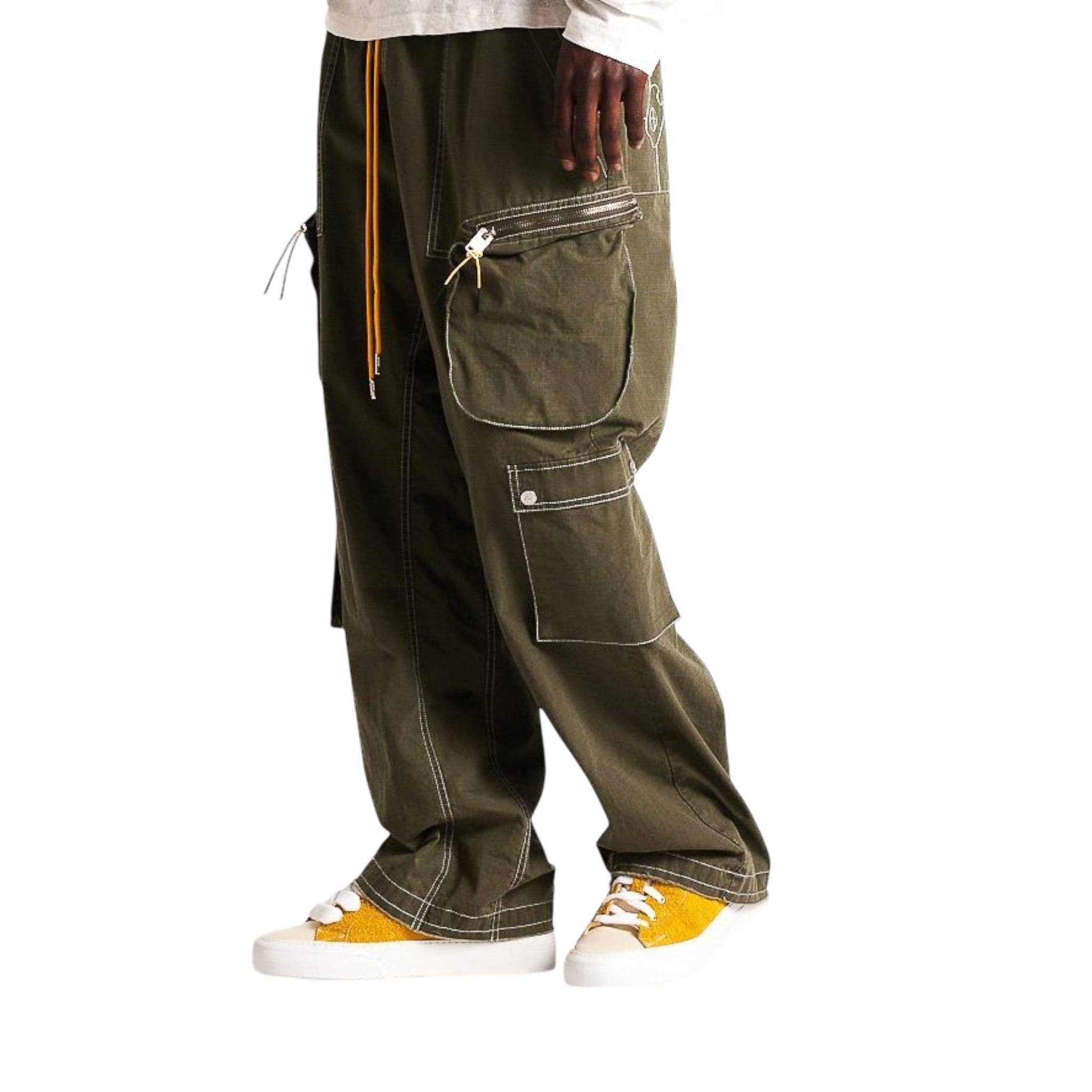 Contrast Cargo Pants - Olive