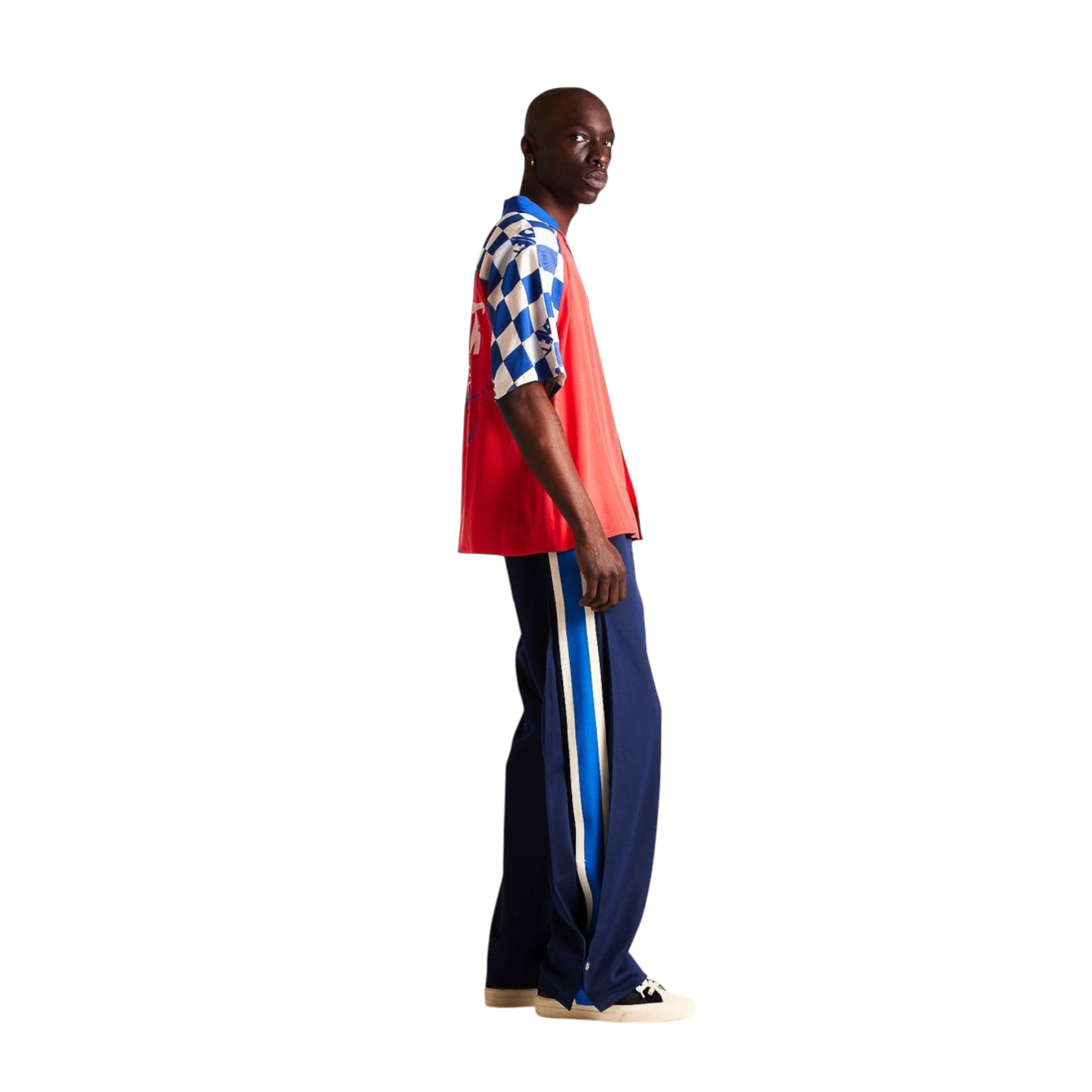 Striped Snap Pant -Navy/Blue
