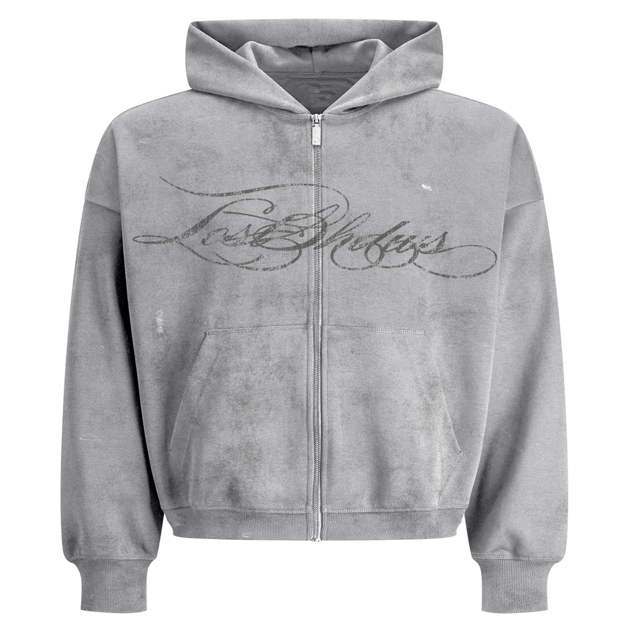 Lost Shdws Distressed Script Hoodie (Grey)