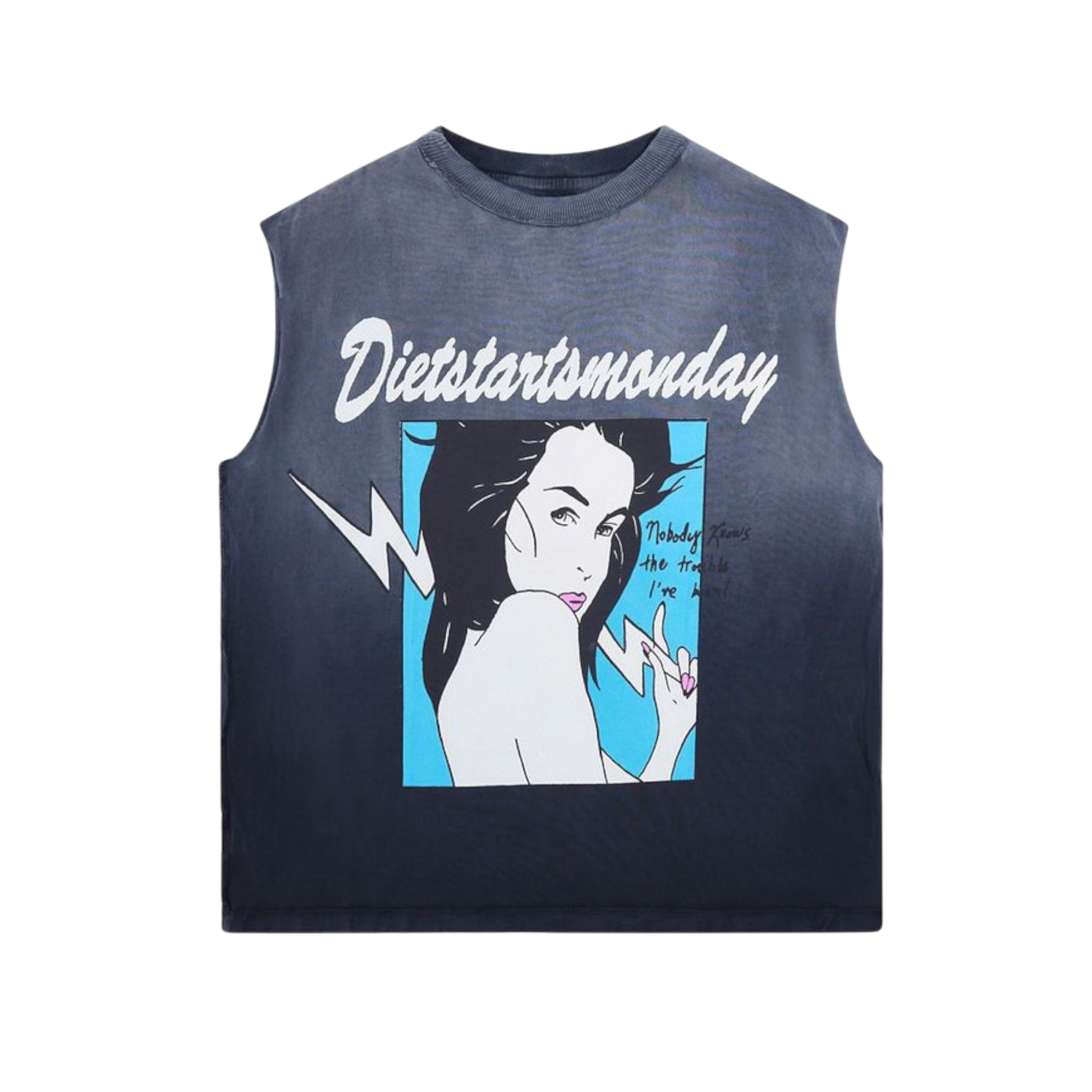 Diet Starts Monday Trouble Cut Off Tee-Vintage Black
