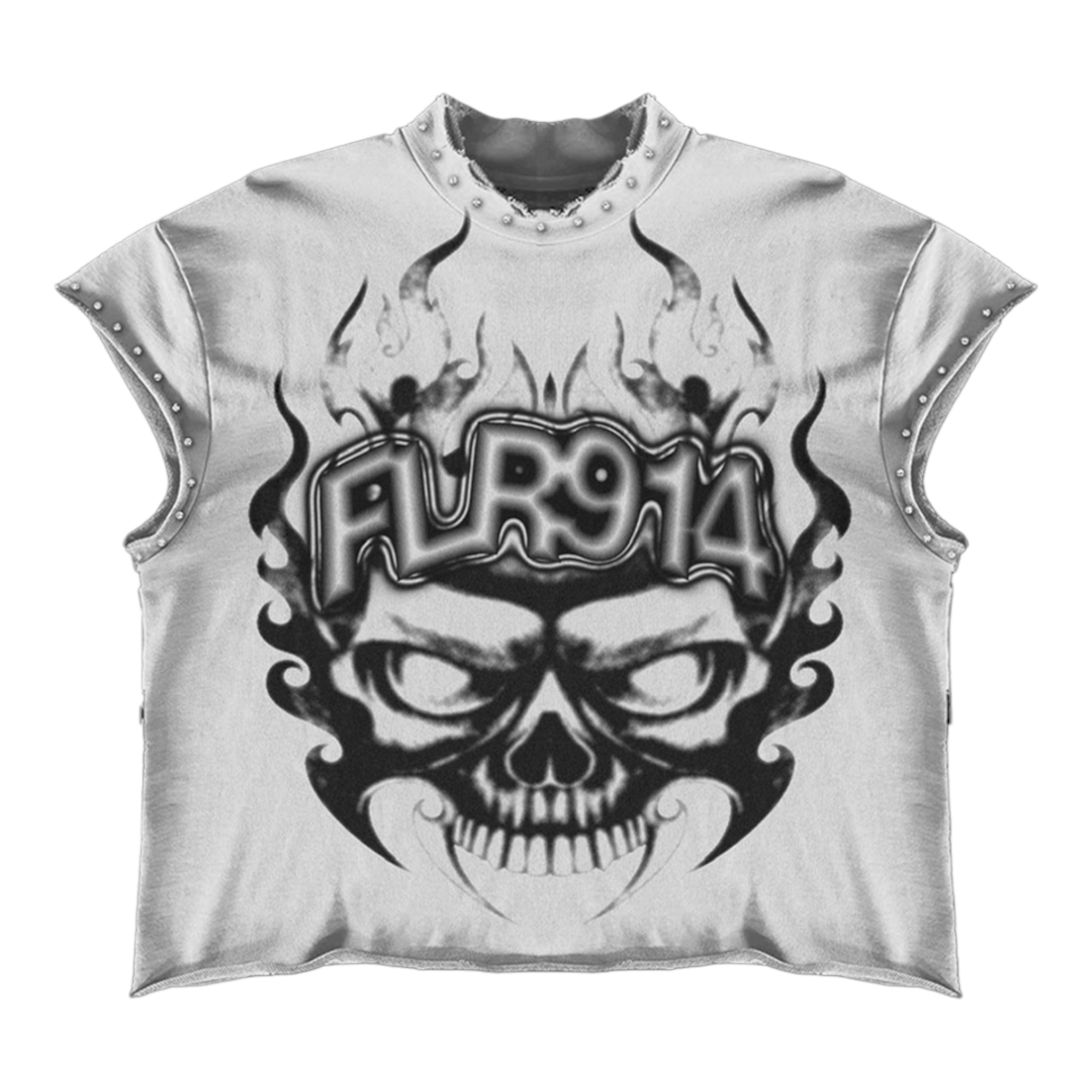 Floor914 Skull Inferno Cut Off Tee (White)