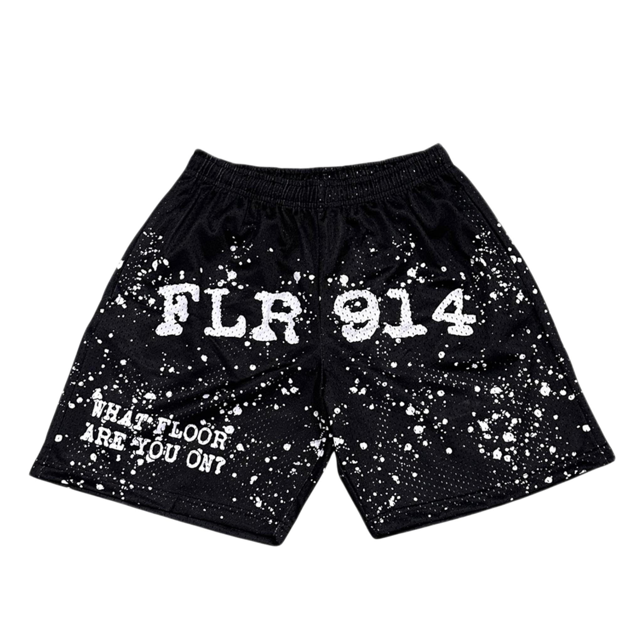 Floor914 Jet Black Splatter Shorts