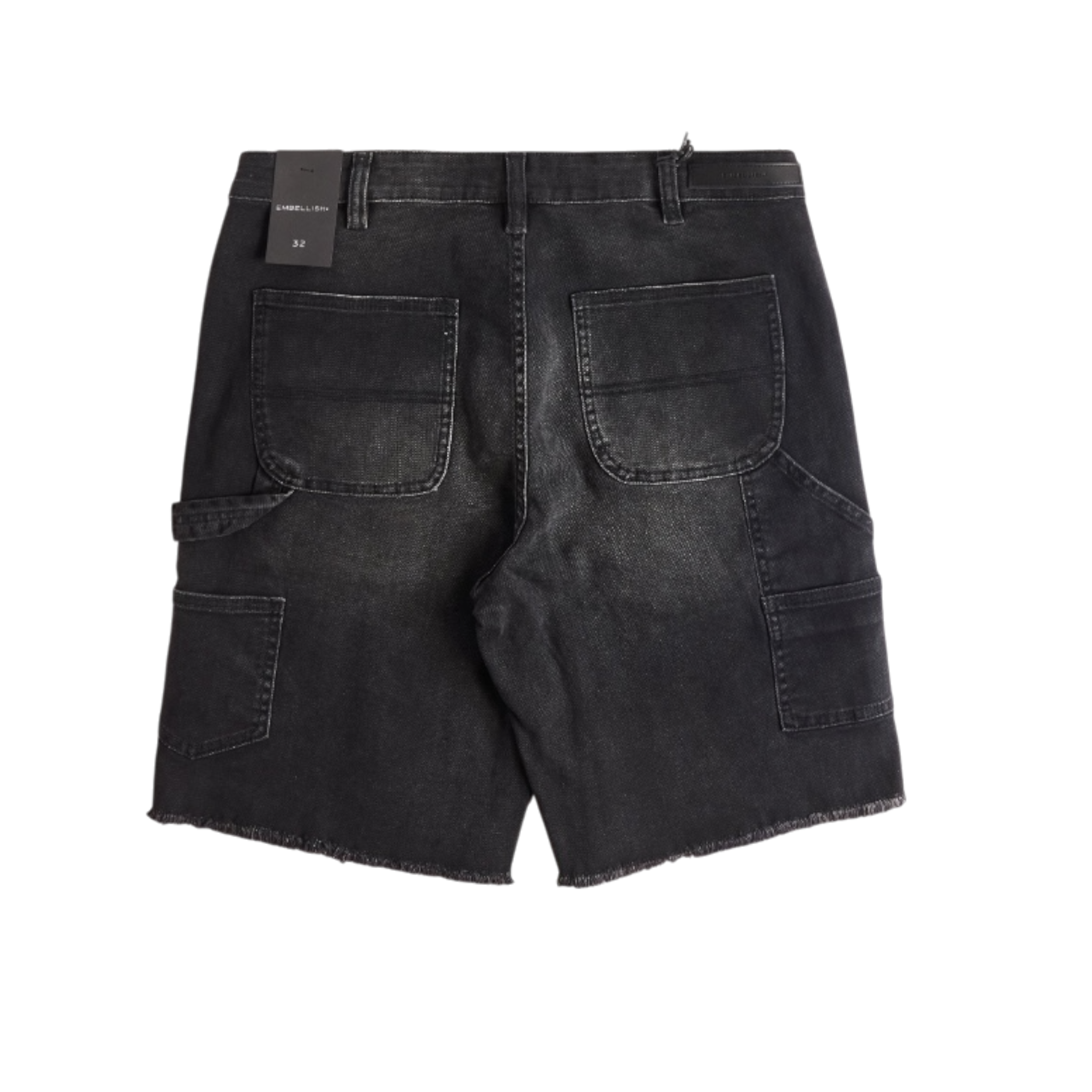Embellish Shadow Denim Shorts (Washed Black)